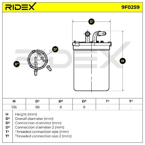 RIDEX 9F0259 Kraftstofffilter Diesel Filter Line Filter für VW Polo Schrägheck Bild RIDEX 9F0259 Kraftstofffilter Diesel Filter Line Filter für VW Polo Schrägheck