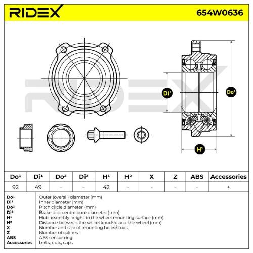 RIDEX 654W0636 Radlagersatz pro 1 Rad Hinten beidseitig 2309810127 A2309810127 Bild RIDEX 654W0636 Radlagersatz pro 1 Rad Hinten beidseitig 2309810127 A2309810127
