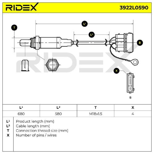 RIDEX 3922L0590 Lambdasonde Oxygen O2 Sensor Beheizt für VW Golf 1II (1H1) Bild RIDEX 3922L0590 Lambdasonde Oxygen O2 Sensor Beheizt für VW Golf 1II (1H1)