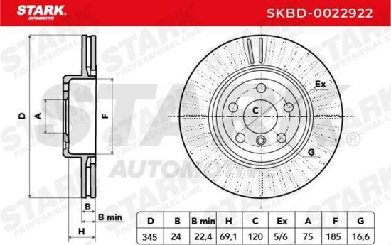 STARK SKBD-0022922 2x Bremsscheiben Hinten Ø345mm Belüftet für BMW Bild STARK SKBD-0022922 2x Bremsscheiben Hinten Ø345mm Belüftet für BMW