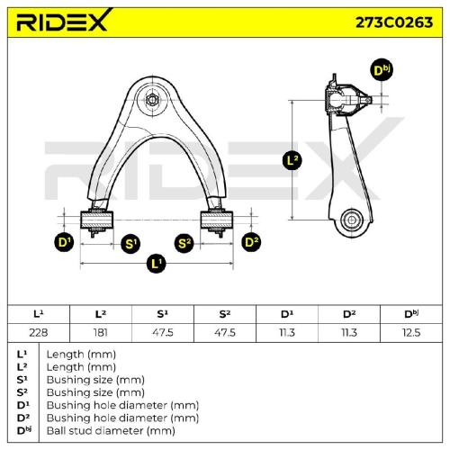 RIDEX 273C0263 Lenker Radaufhängung Querlenker Front für HONDA 0029904554 Bild RIDEX 273C0263 Lenker Radaufhängung Querlenker Front für HONDA 0029904554
