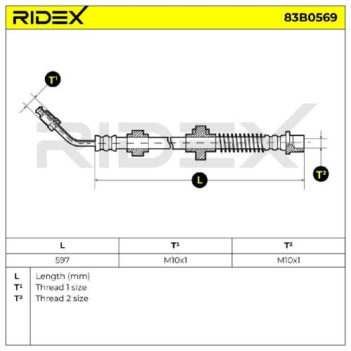 RIDEX Bremsschlauch 83B0569 HINTEN links BREMSSCHLÄUCHE Länge: 685mm für CITROËN Bild RIDEX Bremsschlauch 83B0569 HINTEN links BREMSSCHLÄUCHE Länge: 685mm für CITROËN