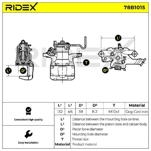 RIDEX 78B1015 Bremssattel Bremszange Hinten links für MAZDA 6 Kombi (GJ, GL) für Bild RIDEX 78B1015 Bremssattel Bremszange Hinten links für MAZDA 6 Kombi (GJ, GL) für