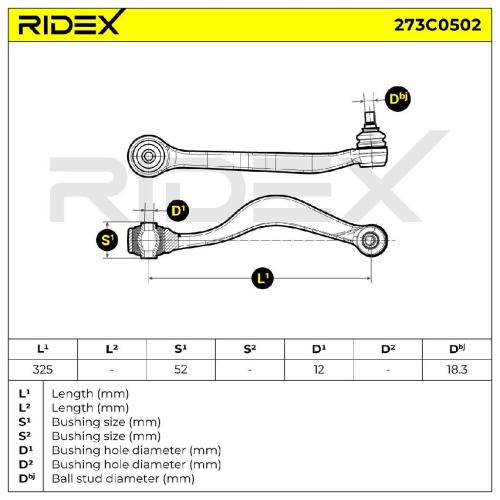 RIDEX 273C0502 Lenker Radaufhängung Querlenker Front für BMW 5 Limousine (E34) Bild RIDEX 273C0502 Lenker Radaufhängung Querlenker Front für BMW 5 Limousine (E34)