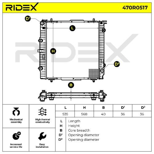 RIDEX 470R0517 Motorkühler / Wasserkühler passend für MERCEDES-BENZ G-Klasse SUV Bild RIDEX 470R0517 Motorkühler / Wasserkühler passend für MERCEDES-BENZ G-Klasse SUV