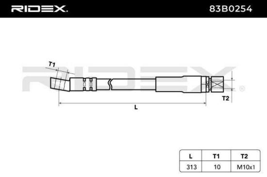 RIDEX Bremsschlauch 83B0254 VORNE VORNE beidseitig BREMSSCHLÄUCHE Länge: 313mm Bild RIDEX Bremsschlauch 83B0254 VORNE VORNE beidseitig BREMSSCHLÄUCHE Länge: 313mm