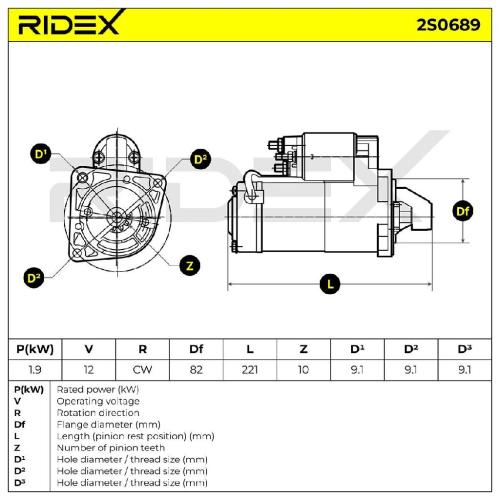 RIDEX Motor Starter/Anlasser 1,9kW für OPEL ZAFIRA B (A05) INSIGNIA Caravan Bild RIDEX Motor Starter/Anlasser 1,9kW für OPEL ZAFIRA B (A05) INSIGNIA Caravan