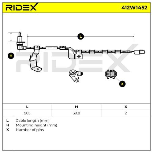RIDEX ABS-Sensor 412W1452 Vorderachse rechts 965mm für MITSUBISHI PAJERO III Bild RIDEX ABS-Sensor 412W1452 Vorderachse rechts 965mm für MITSUBISHI PAJERO III