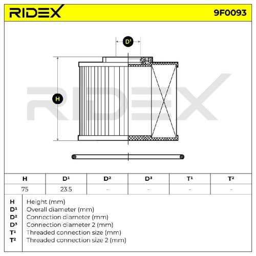 RIDEX 9F0093 Kraftstofffilter Diesel Filter Filter Cartridge mit Dichtring Bild RIDEX 9F0093 Kraftstofffilter Diesel Filter Filter Cartridge mit Dichtring