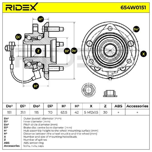 RIDEX 654W0151 Radlagersatz pro 1 Rad Vorne beidseitig für CHEVROLET CAPTIVA Bild RIDEX 654W0151 Radlagersatz pro 1 Rad Vorne beidseitig für CHEVROLET CAPTIVA