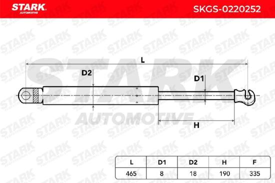STARK SKGS-0220252 Heckklappendämpfer hinten Länge:465mm 335N Hub: 189mm 3512998 Bild STARK SKGS-0220252 Heckklappendämpfer hinten Länge:465mm 335N Hub: 189mm 3512998