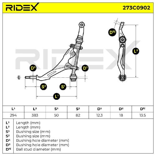 RIDEX 273C0902 Lenker Radaufhängung Querlenker Front für HONDA 51360SR3A00 Bild RIDEX 273C0902 Lenker Radaufhängung Querlenker Front für HONDA 51360SR3A00