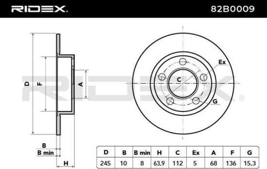 RIDEX 82B0009 2x Bremsscheiben Hinten Ø244,9mm voll für VW Passat Variant Bild RIDEX 82B0009 2x Bremsscheiben Hinten Ø244,9mm voll für VW Passat Variant