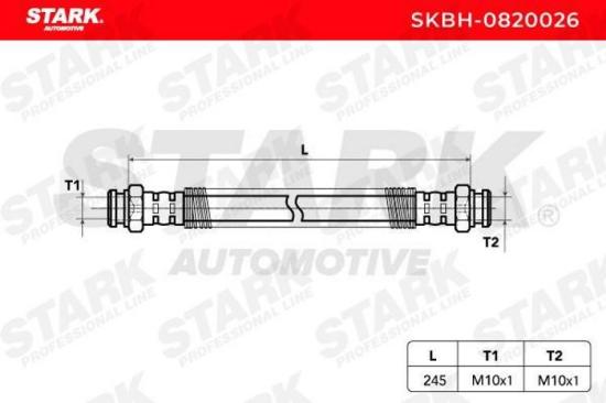 STARK Bremsschlauch SKBH-0820026 HINTEN rechts BREMSSCHLÄUCHE Länge: 245mm Bild STARK Bremsschlauch SKBH-0820026 HINTEN rechts BREMSSCHLÄUCHE Länge: 245mm