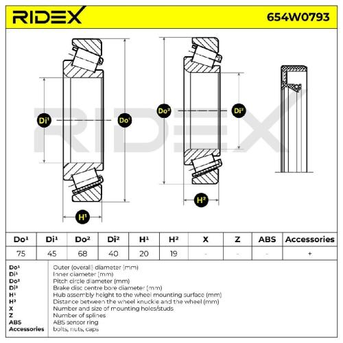 RIDEX 654W0793 Radlagersatz pro 1 Rad Vorne für OPEL Frontera B SUV (U99) Bild RIDEX 654W0793 Radlagersatz pro 1 Rad Vorne für OPEL Frontera B SUV (U99)
