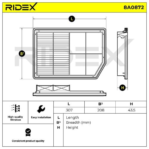 RIDEX 8A0872 Motor Luftfilter Filtereinsatz für MITSUBISHI OUTLANDER III Bild RIDEX 8A0872 Motor Luftfilter Filtereinsatz für MITSUBISHI OUTLANDER III