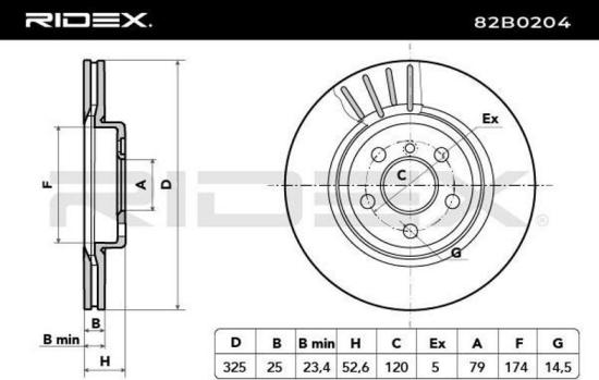 RIDEX 82B0204 2x Bremsscheiben Vorne Ø325mm Belüftet für BMW 3 Limousine Bild RIDEX 82B0204 2x Bremsscheiben Vorne Ø325mm Belüftet für BMW 3 Limousine