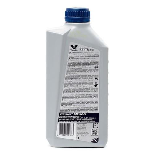 Valvoline Motoröl 5W-30 SynPower Vollsynthetiköl Motor Öl ACEA A3/B4 API SL API Bild Valvoline Motoröl 5W-30 SynPower Vollsynthetiköl Motor Öl ACEA A3/B4 API SL API