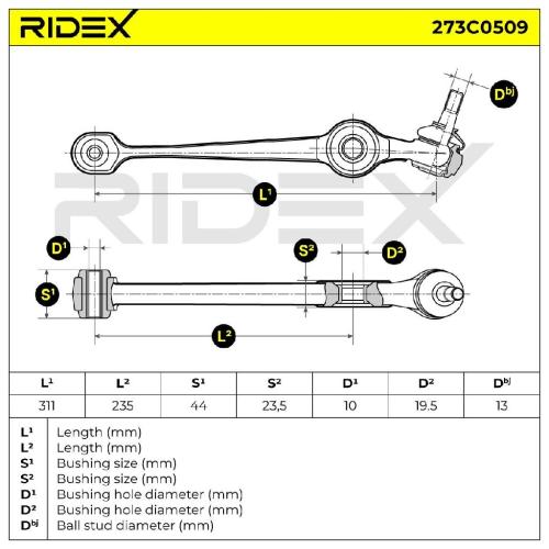 RIDEX 273C0509 Lenker Radaufhängung Querlenker Front beidseitig für FIAT 4331968 Bild RIDEX 273C0509 Lenker Radaufhängung Querlenker Front beidseitig für FIAT 4331968