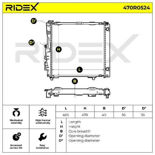 RIDEX 470R0524 Motorkühler / Wasserkühler passend für MERCEDES-BENZ Bild RIDEX 470R0524 Motorkühler / Wasserkühler passend für MERCEDES-BENZ