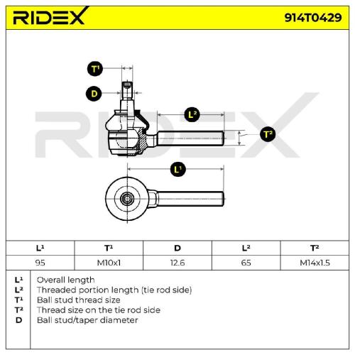 RIDEX Spurstangenkopf Vorderachse Traggelenk 914T0429 für VW Kaefer Typ 1 Bild RIDEX Spurstangenkopf Vorderachse Traggelenk 914T0429 für VW Kaefer Typ 1