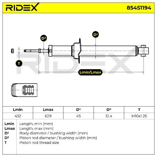 RIDEX 854S1194 1x Stoßdämpfer Federbein Gasdruck Hinten für HONDA 52611S0A921 Bild RIDEX 854S1194 1x Stoßdämpfer Federbein Gasdruck Hinten für HONDA 52611S0A921