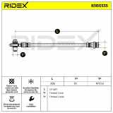 RIDEX Bremsschlauch 83B0335 HINTEN links HINTEN rechts BREMSSCHLÄUCHE Länge: mit