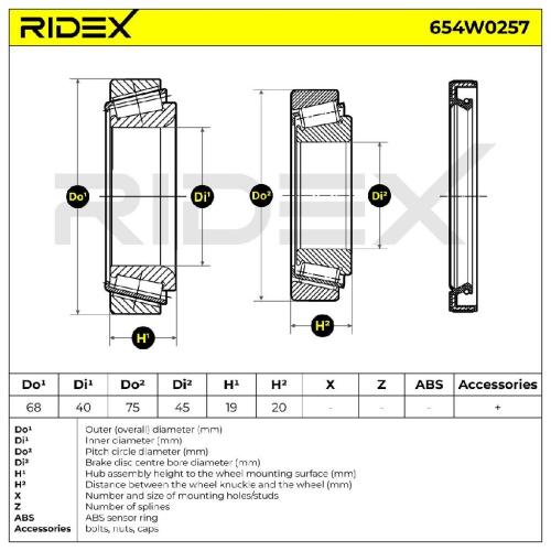 RIDEX 654W0257 Radlagersatz pro 1 Rad Vorne beidseitig für ISUZU D-MAX Bild RIDEX 654W0257 Radlagersatz pro 1 Rad Vorne beidseitig für ISUZU D-MAX