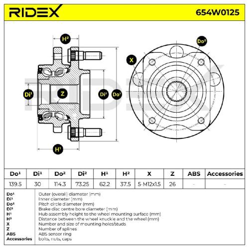 RIDEX 654W0125 Radlagersatz pro 1 Rad Vorne für CHRYSLER GRAND VOYAGER V (RT) Bild RIDEX 654W0125 Radlagersatz pro 1 Rad Vorne für CHRYSLER GRAND VOYAGER V (RT)
