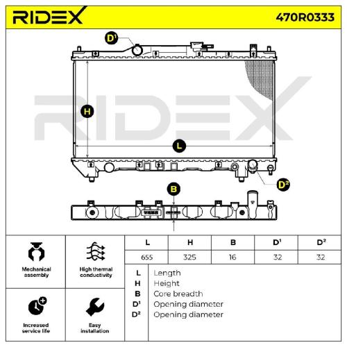 RIDEX 470R0333 Motorkühler / Wasserkühler für TOYOTA Avensis Kombi (T22) Bild RIDEX 470R0333 Motorkühler / Wasserkühler für TOYOTA Avensis Kombi (T22)