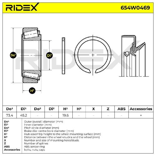 RIDEX 654W0469 Radlagersatz pro 1 Rad Vorne beidseitig für HYUNDAI TERRACAN (HP) Bild RIDEX 654W0469 Radlagersatz pro 1 Rad Vorne beidseitig für HYUNDAI TERRACAN (HP)