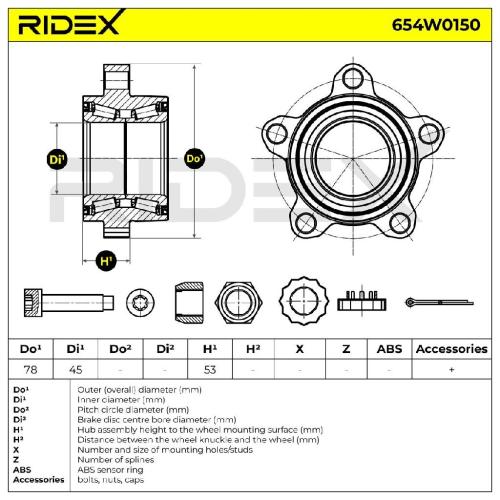 RIDEX 654W0150 Radlagersatz pro 1 Rad Vorne beidseitig für FORD TRANSIT Bus Bild RIDEX 654W0150 Radlagersatz pro 1 Rad Vorne beidseitig für FORD TRANSIT Bus