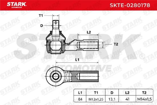 STARK Spurstangenkopf außen Vorderachse beidseitig Traggelenk M12X1.25 Bild STARK Spurstangenkopf außen Vorderachse beidseitig Traggelenk M12X1.25