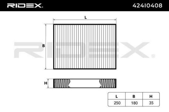 RIDEX 424I0408 Innenraumfilter Pollenfilter Aktivkohlefilter Höhe: 35 Breite: Bild RIDEX 424I0408 Innenraumfilter Pollenfilter Aktivkohlefilter Höhe: 35 Breite:
