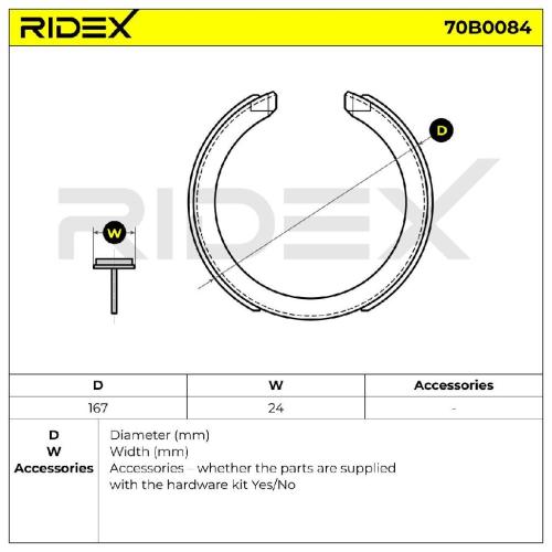 RIDEX Bremsbacken Satz für Trommelbremse Hinten für KIA SPORTAGE (SL) 70B0084 Bild RIDEX Bremsbacken Satz für Trommelbremse Hinten für KIA SPORTAGE (SL) 70B0084