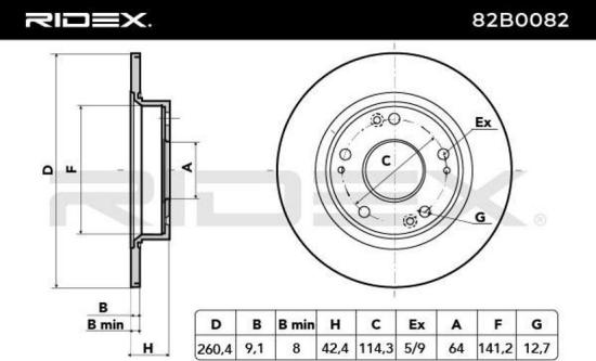 RIDEX 82B0082 2x Bremsscheiben Hinten Ø260mm voll für HONDA 42510TR3A01 Bild RIDEX 82B0082 2x Bremsscheiben Hinten Ø260mm voll für HONDA 42510TR3A01
