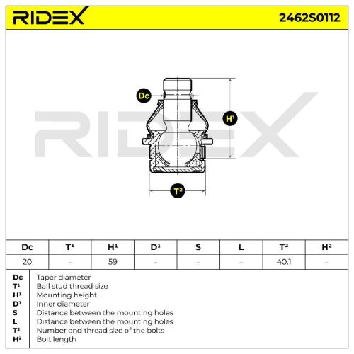 RIDEX 2462S0112 Traggelenk Führungsgelenk Vorne unten für MITSUBISHI ASX (GAW) Bild RIDEX 2462S0112 Traggelenk Führungsgelenk Vorne unten für MITSUBISHI ASX (GAW)