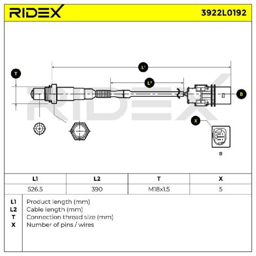 RIDEX 3922L0192 Lambdasonde Oxygen O2 Sensor Beheizt für VW Golf 5II Schrägheck Bild RIDEX 3922L0192 Lambdasonde Oxygen O2 Sensor Beheizt für VW Golf 5II Schrägheck