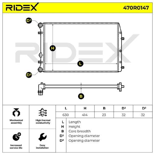 RIDEX 470R0147 Motorkühler / Wasserkühler für VW POLO (9N) Automatikgetriebe Bild RIDEX 470R0147 Motorkühler / Wasserkühler für VW POLO (9N) Automatikgetriebe