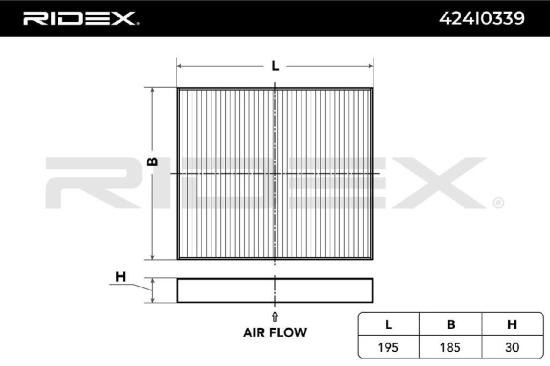 RIDEX 424I0339 Innenraumfilter Pollenfilter Aktivkohlefilter Höhe: 30 Breite: Bild RIDEX 424I0339 Innenraumfilter Pollenfilter Aktivkohlefilter Höhe: 30 Breite: