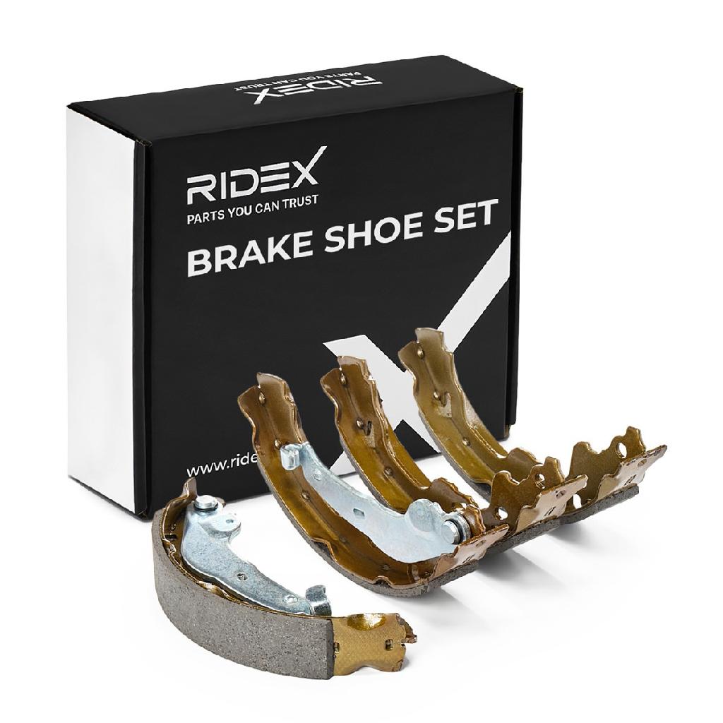 RIDEX Bremsbacken Satz für Trommelbremse Hinten mit Handbremshebel für TOYOTA