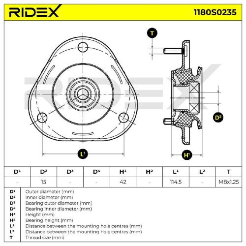 RIDEX 1180S0235 Federbeinstützlager mit Kugellager Vorne für TOYOTA COROLLA Bild RIDEX 1180S0235 Federbeinstützlager mit Kugellager Vorne für TOYOTA COROLLA