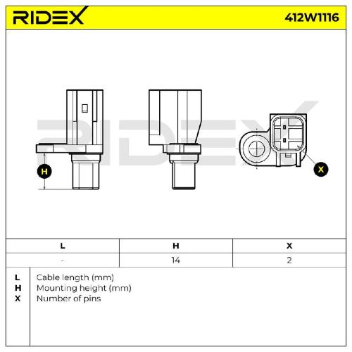 RIDEX ABS-Sensor 412W1116 Hinterachse beidseitig Anzahl der Steckkontakte: 2 Bild RIDEX ABS-Sensor 412W1116 Hinterachse beidseitig Anzahl der Steckkontakte: 2