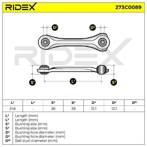 RIDEX 273C0089 Lenker Radaufhängung Querlenker Längslenker Rear Front Bild RIDEX 273C0089 Lenker Radaufhängung Querlenker Längslenker Rear Front