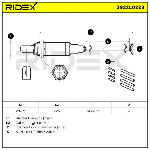 RIDEX 3922L0228 Lambdasonde Oxygen O2 Sensor Beheizt für VW Golf 1V Schrägheck Bild RIDEX 3922L0228 Lambdasonde Oxygen O2 Sensor Beheizt für VW Golf 1V Schrägheck