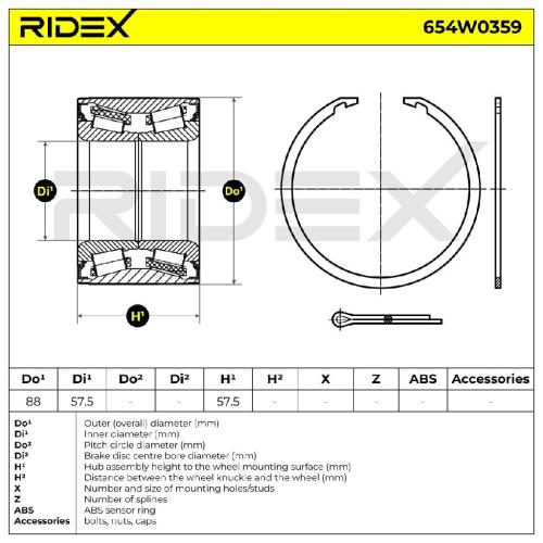 RIDEX 654W0359 Radlagersatz pro 1 Rad Hinten beidseitig für DAIHATSU MATERIA Bild RIDEX 654W0359 Radlagersatz pro 1 Rad Hinten beidseitig für DAIHATSU MATERIA