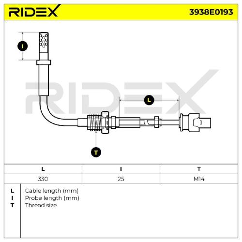 RIDEX 3938E0193 Abgastemperatursensor 2-Polig passend für MERCEDES-BENZ Bild RIDEX 3938E0193 Abgastemperatursensor 2-Polig passend für MERCEDES-BENZ