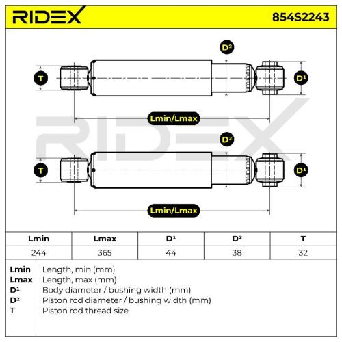 RIDEX 854S2243 2x Stoßdämpfer Gasdruck Hinten rechts links für FIAT PANDA (169) Bild RIDEX 854S2243 2x Stoßdämpfer Gasdruck Hinten rechts links für FIAT PANDA (169)