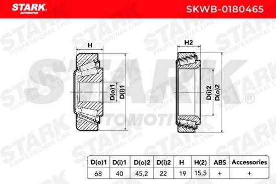 STARK SKWB-0180465 Radlagersatz pro 1 Rad Vorne beidseitig A0109817405 Bild STARK SKWB-0180465 Radlagersatz pro 1 Rad Vorne beidseitig A0109817405