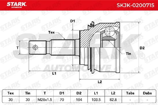 STARK SKJK-0200715 Gelenksatz Antriebswelle Achswelle radseitig Vorne für TOYOTA Bild STARK SKJK-0200715 Gelenksatz Antriebswelle Achswelle radseitig Vorne für TOYOTA